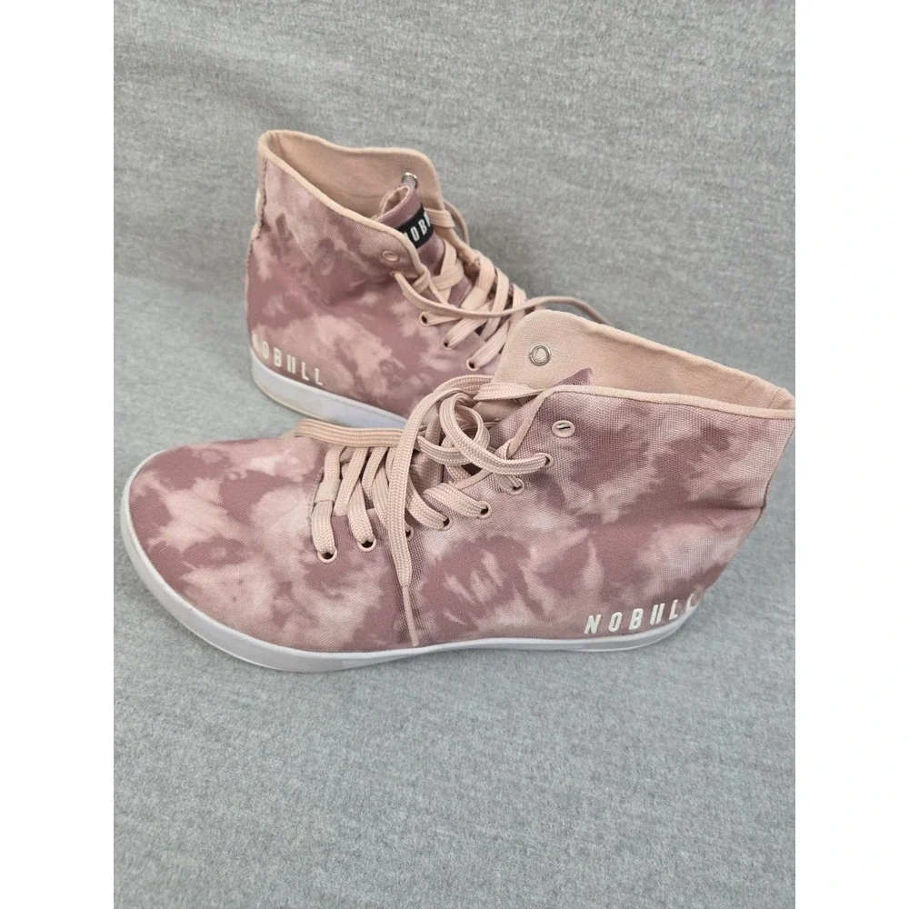 NO BULL Tie Dye Sneakers Womens 9.5‎ Dusty Rose High Top Canvas Trainers